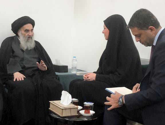 استقبال سماحة السيد (دام ظله) لرئيسة بعثة الأمم المتحدة في العراق