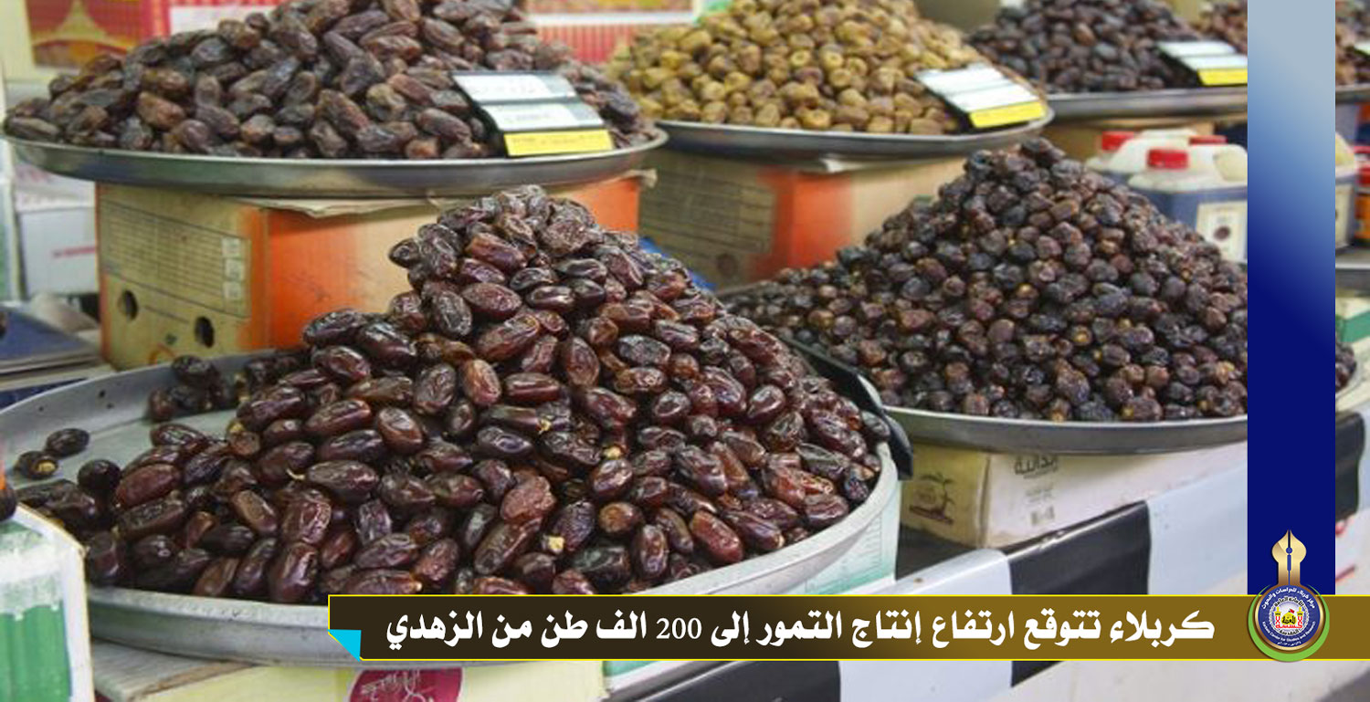 كربلاء تتوقع ارتفاع إنتاج التمور إلى ٢٠٠ الف طن من الزهدي