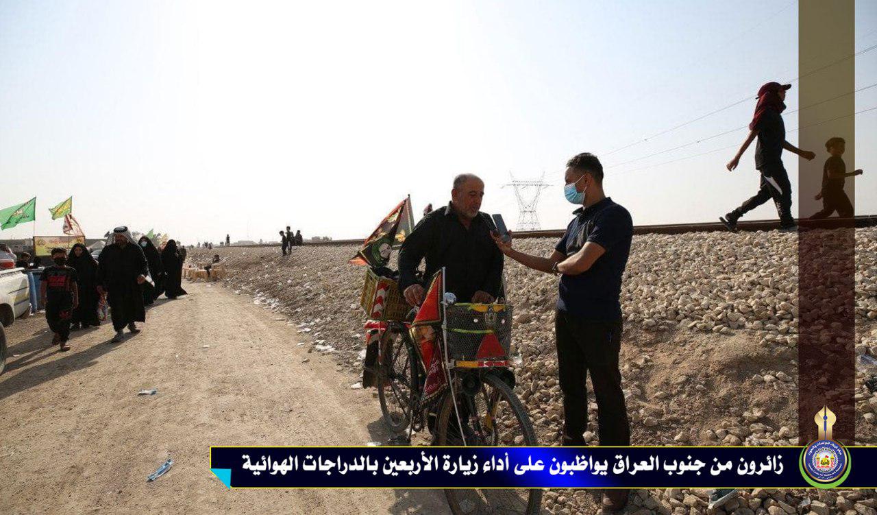 بالصور... زائرون من جنوب العراق يواظبون على أداء زيارة الأربعين بالدراجات الهوائية