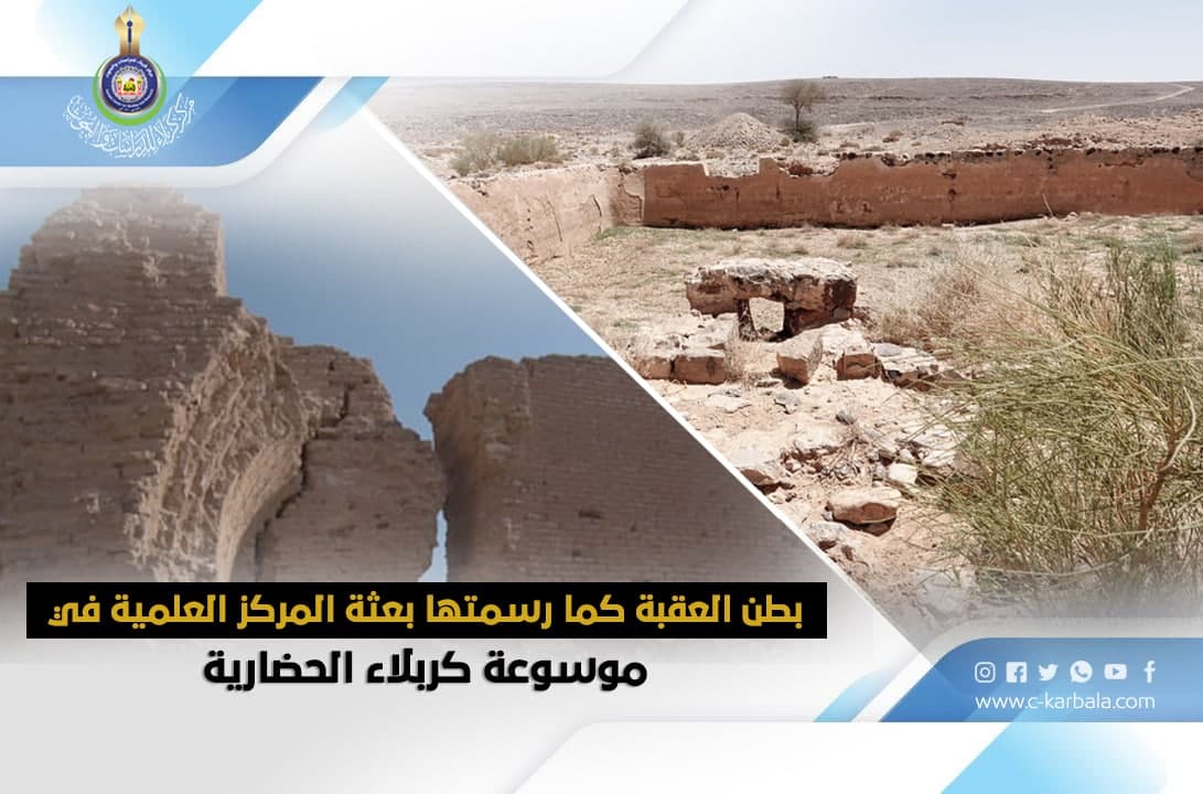 بطن العقبة كما رسمتها بعثة المركز العلمية في موسوعة كربلاء الحضارية