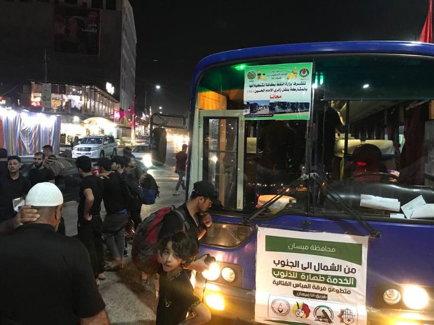 "من الشمال إلى الجنوب .. الخدمة طهارة للذنوب" شعار متطوعي المحافظات الوافدين نحو كربلاء !