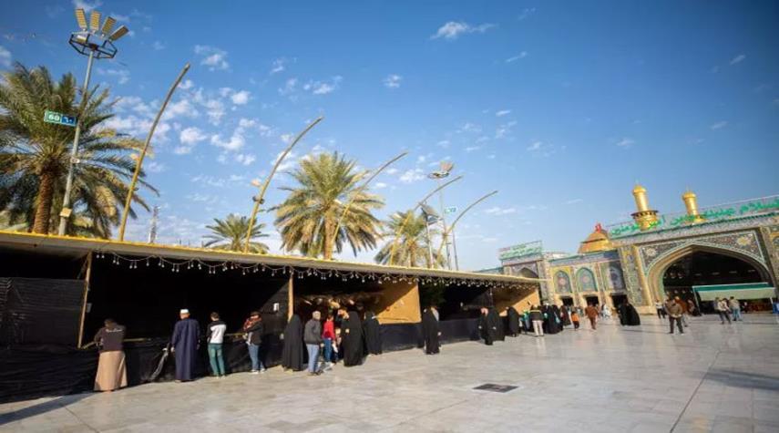 Pictures: The installation of pavilions of Fatimi Sorrows Festival Karbala's Bain al-Haramain area, completed
