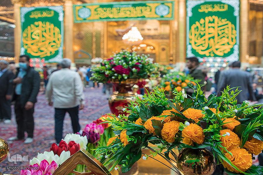 Holy Shrine of Imam Hussein (AS) decorated with flowers ahead of Rajab Eids