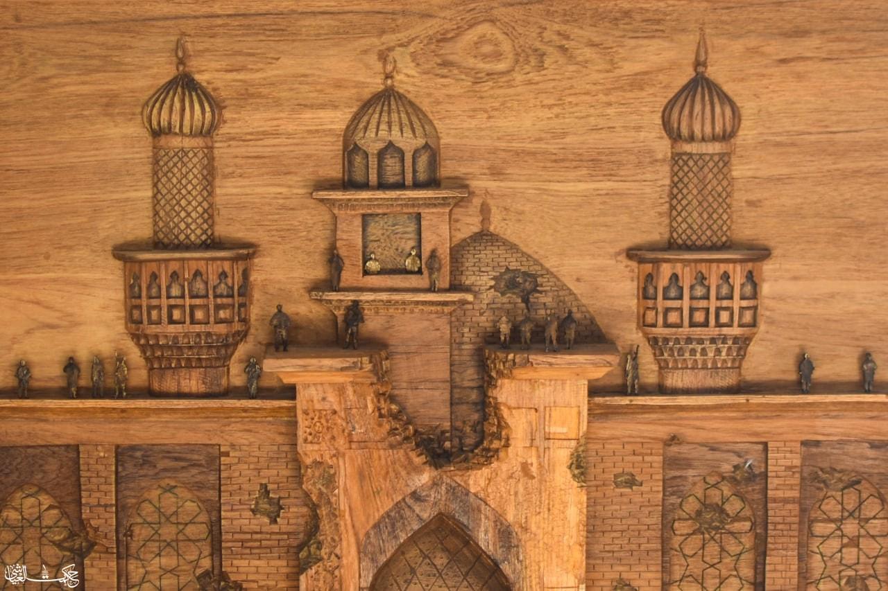 في ذكرى اندلاعها .. المعرض الدولي للمصحف الشريف يحتضن لوحة تذكارية لآثار القصف خلال الانتفاضة الشعبانية.