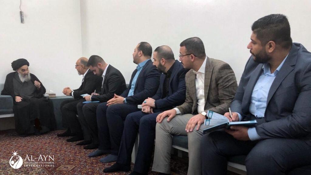 في ظهورٍ أطل فيه على المحبيّن .. سماحة المرجع الأعلى يستقبل وفداً من مؤسسة العين للرعاية الاجتماعية