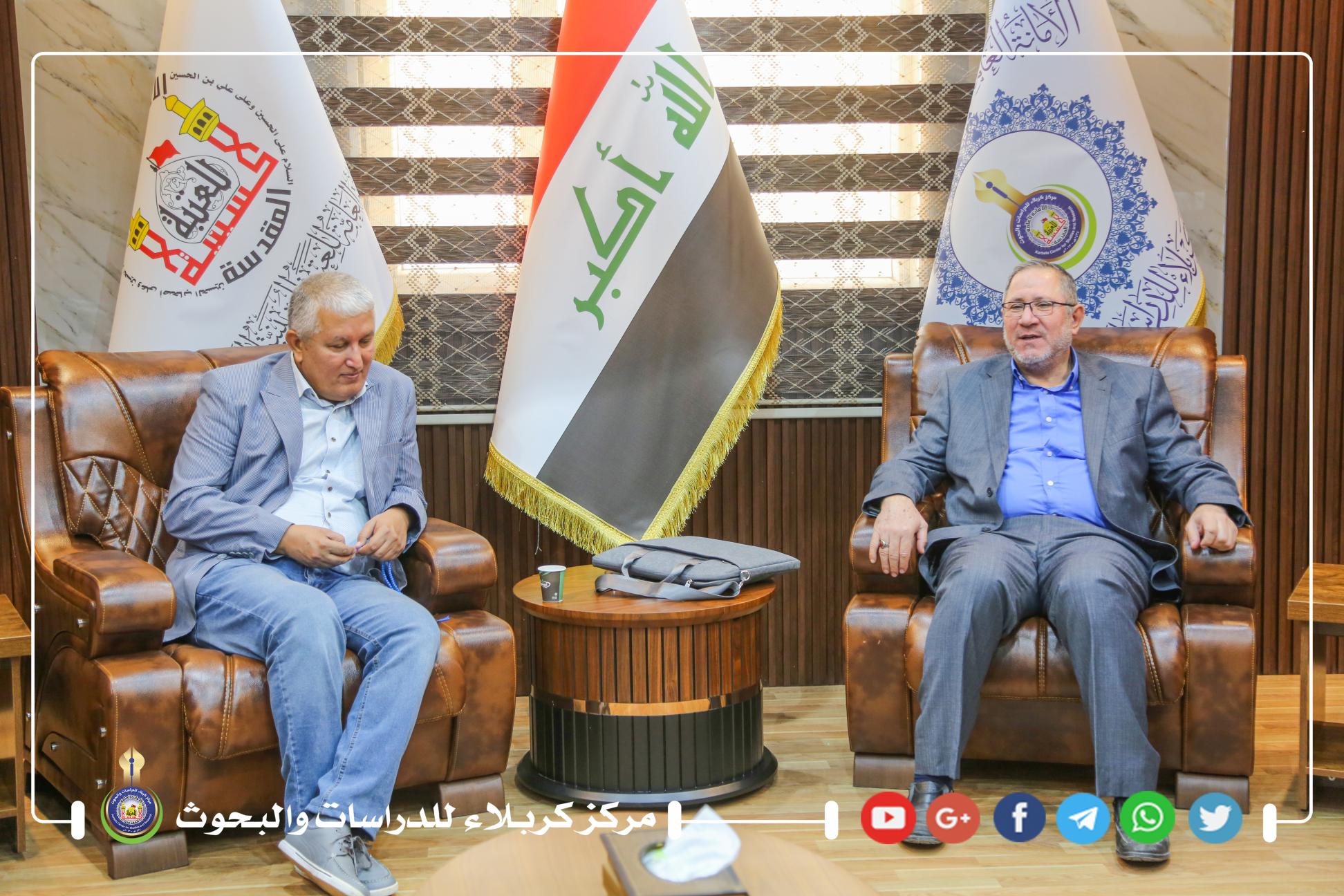 وفد علمي يزور مركز كربلاء للدراسات والبحوث ويناقش اليات جديدة لتوثيق البنية الاجتماعية للمدينة