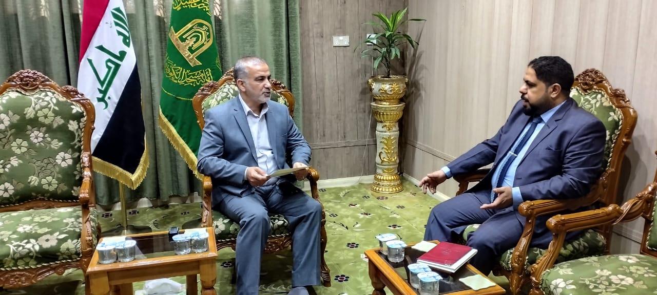 في اطار التعاون المشترك .. أمانة مسجد الكوفة المعظم تستقبل مسؤول شعبة العلاقات العامة والإعلام في مركز كربلاء للدراسات والبحوث