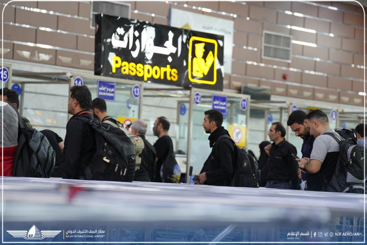 ما يقرب من 22 ألف زائر يصلون عبر مطار النجف يوم أمس السبت