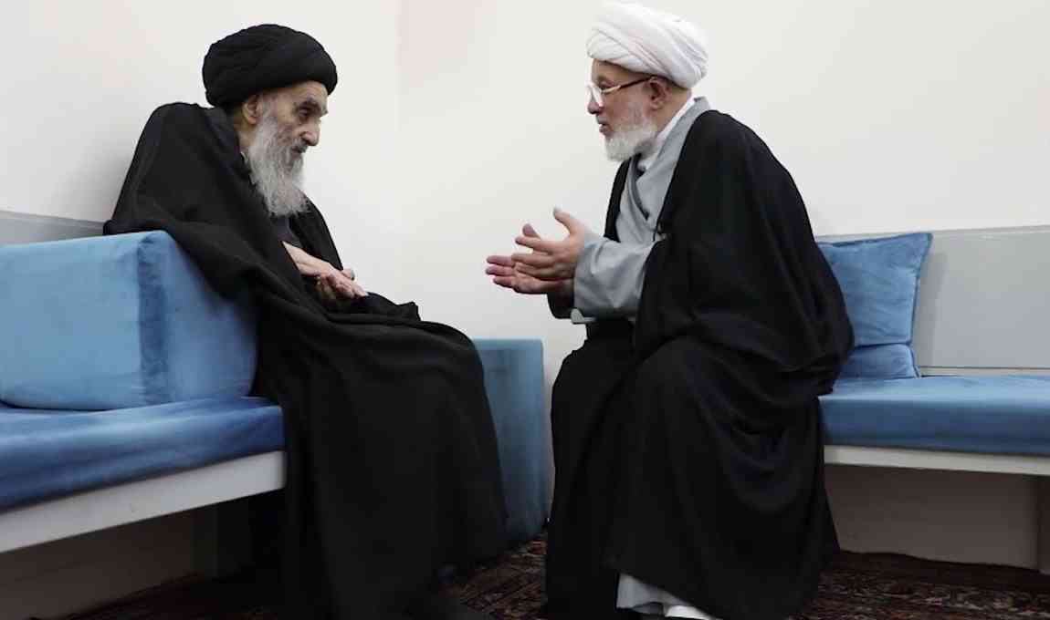 المرجع الديني الاعلى  آية الله العظمى السيد علي السيستاني ( دام ظله) يستقبل المتولي الشرعي للعتبة الحسينية المقدسة سماحة الشيخ عبد المهدي الكربلائي (دام عزه)
