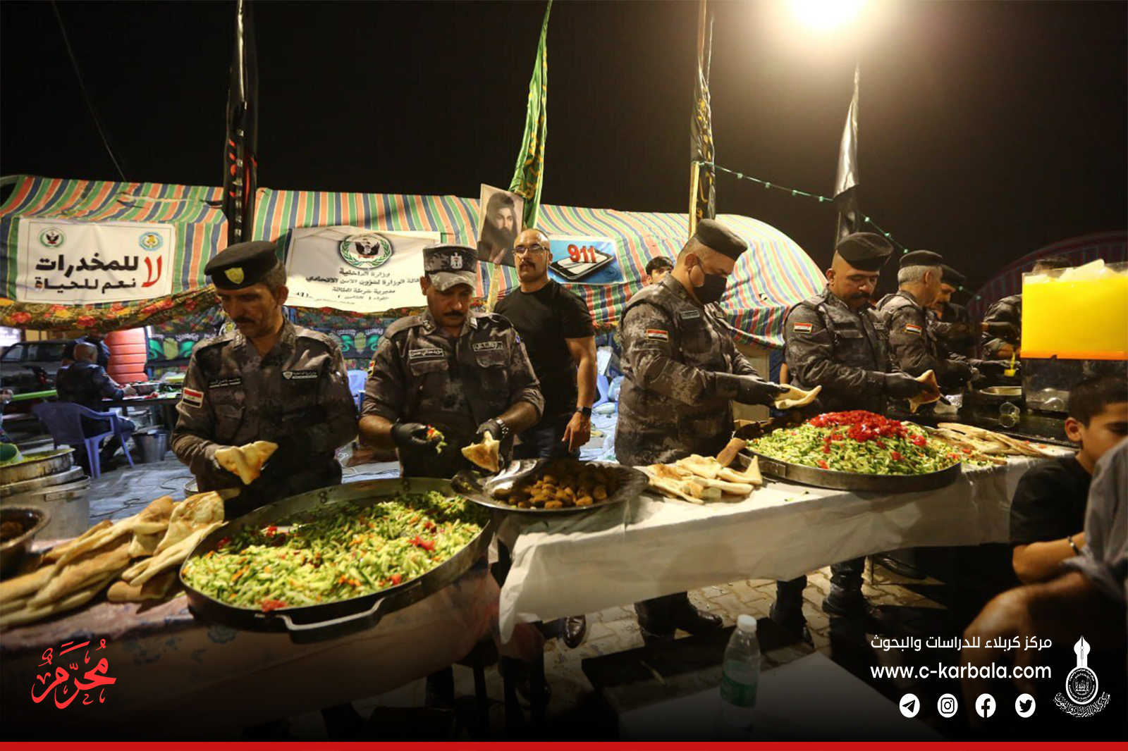 شرطة البصرة تخدم الزائرين بآلاف الوجبات يوميًا في موسم الأربعين